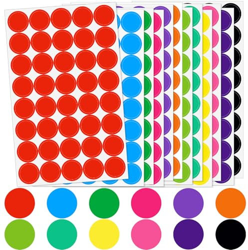12 Farben Klebepunkte Bunt 20mm Punkt Aufkleber, Bunte Klebepunkte Runde Aufkleber Farbige Markierungspunkte Etiketten Selbstklebend für Kalender Büro Basteln Schule-1440 Stück