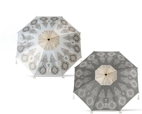 Atosa Strandschirm mit Mandala, schwenkbar, aus Aluminium, Ø 200 cm, Oxford, LSF 50+, 2 Möglichkeiten, mit Bezug, bunt