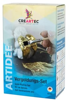 Artidee CREARTEC Vergoldungs Set - veredeln mit Blattmetall - für Verschiedene Untergründe - zum Verzieren von Möbeln, Bilderrahmen und vieles mehr - Made in Germany