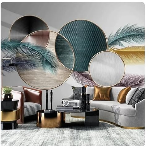 vsdhlsidgl Nordische bunte Feder abstraktes rundes Muster Wandbild benutzerdefinierte Tapete TV Sofa Hintergrund Home Innendekoration Tapeten 3D * 430 cm x 300 cm (169,3 x 118,1 Zoll)