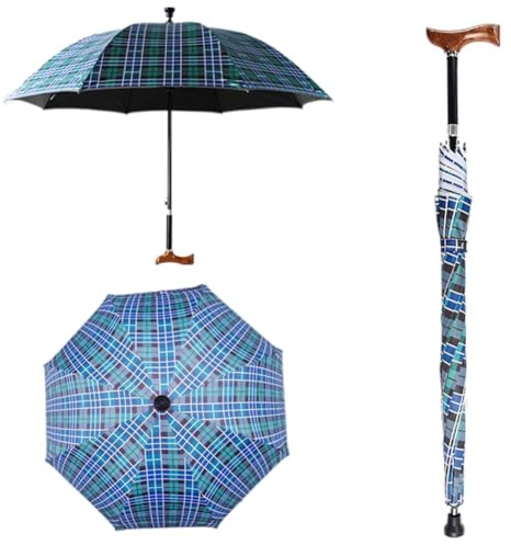 HEFJIAYCIQ Paraply med 2-i-1-gångstavar, 5 nivå höjdjusterbart paraply med käpp, Vindtäta lätta regnparaplyer för klättring, vandring,F,83~92cm/32~36inch