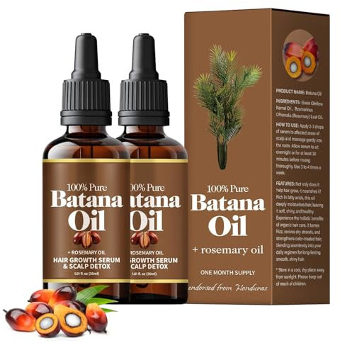 Bio Batana Öl für Haarwachstum, 2 Stück Natürliches Kaltgepresst Batanaöl Haarwuchs Serum, Anti-Haarausfall Batana Oil Hair Treatment, zur Reparatur von Trockenem, Geschädigtem Haar