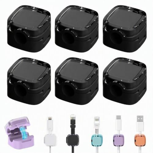 4 Piezas Clip de Cable, Organizador Cable Escritorio Ajustables, Soporte para Cables Autoadhesivo Gestión de Cables Magnéticos Sujeta Cables para Mesillas de Noche, Cocinas, Oficinas (Negro)