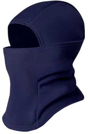 Azarxis skidmask för barn balaclava kallt väder varmt vinter vindtät huva fleece kepsar pojkar flickor full ansiktsmask, marinblå, one size