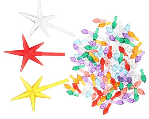 OSOLADY 103 Pcs Ceramic Christmas Tree Replacement Lights Olive Shape Bulbs Star Shape Lights for Festive Decorations