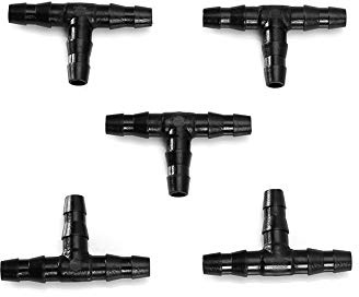 100 STK T-Rör Hulling Slang Fitting Spray Connector, Tee Connector Joiner för Sprinklerbevattningssystem, Easy Connect Tee Connector för 4mm/7mm Rör, Lämplig för Bevattning
