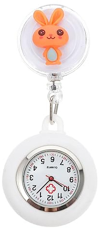 WOFASHPURET Taschenuhr Orange mit aus Hasenmotiv Uhr Silikon und Legierung Niedliche Cartoon Genaue mit Einfacher in Handhabung Krankenschwester für Krankenhausdienst