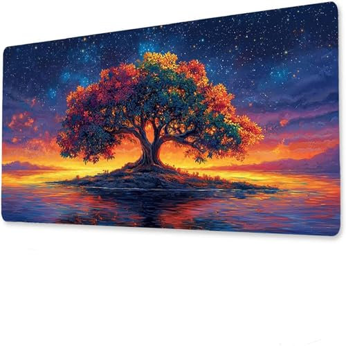 Árbol Alfombrilla Ratón, XXL 1200x600x5mm Mouse Pad Grande, Base de Goma Antideslizante, con Bordes cosidos tapete Escritorio, Antideslizante Alfombrilla Teclado Planta, Adecuado doméstico I-6