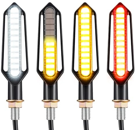 Benlari 4PCS Indicators Flowing LED Motorcycle Turn Signals Brake Lights & Daytime Running Lights Front Rear Turn Signal Lights Waterproof Fit for Harley Honda Yamaha Triumph
