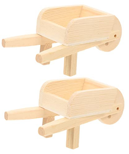 Kisangel 2pièces Mini-brouette Bois pour Maison De Poupée Lot de Mini-brouettes Brouettes Miniatures Brouettes pour Maison De Poupée