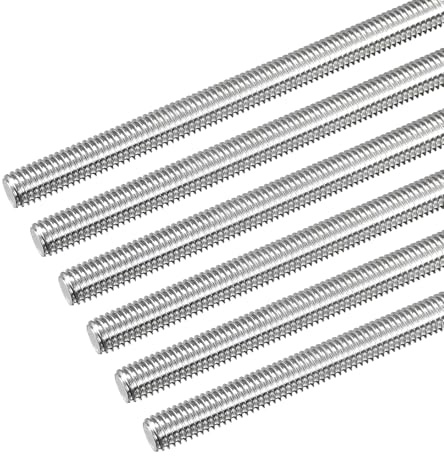 QUARKZMAN 6 stycken gängstänger M8 x 500 mm helt gängad stång 304 rostfritt stål V2A gängstänger A2 metrisk gängbultar VA gängstång högergänga gängstift