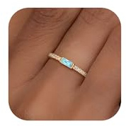 ZOERAY Ringe Gold für Damen Wasserfest Geburtsstein 18K Vergoldete Damenring mit Zirkonia Stapelbare Ring mit Stein Aquamarin Citrin Peridot Edelstein Ringe Frauen Verlobungsringe Geburtstag Geschenke