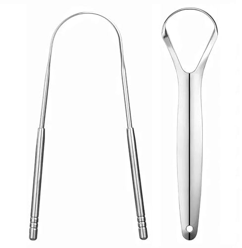 Scott & Wills 2-Pack Metal Tongue Scrapers – 1U & 1Y-Shaped, Effective Oral Care – Promotes Fresh Breath & a Cleaner Mouth – Ideal for Both Men and Women