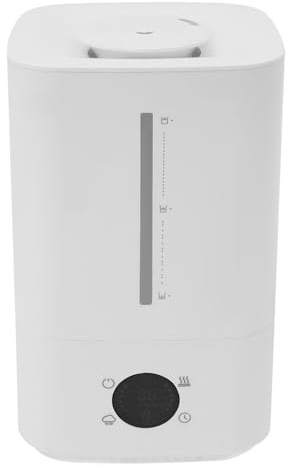 Humidificador de niebla fría y caliente de 6 litros, para el hogar, con diseño de control táctil, boquilla doble giratoria de 360°, para dormitorio, salón, habitación de bebé, etc. (blanco)