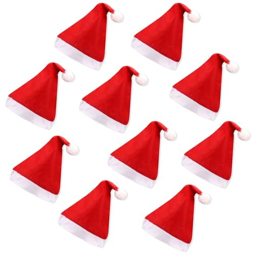 fshxj 10 PCS Weihnachtsmütze,Weihnachtsmützen Erwachsene,Nikolausmütze Mütze Erwachsene,Weihnachtsmützen Weihnachtsmann Kinder,Lustig Santa Hat Hut Set,FüR Familie Mit Weihnachts Weihnachtshut