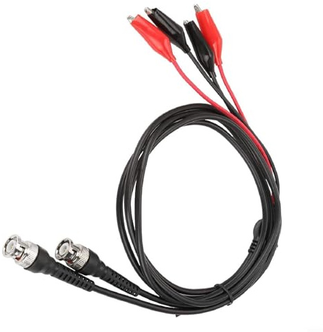 Jonikuper 2 PCS BNC Leads 120cm with Dual Clips, 50 Ohm Coaxial Cable for Oscilloscope Probes, Red + Black PVC Insulated, 5A 500V(SKU)