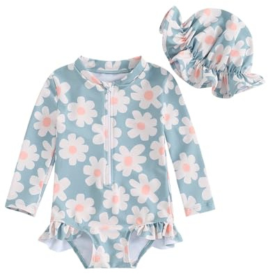 DivingBirds Baby Girls Swimming Costume Long Sleeve for 2-3 Years
