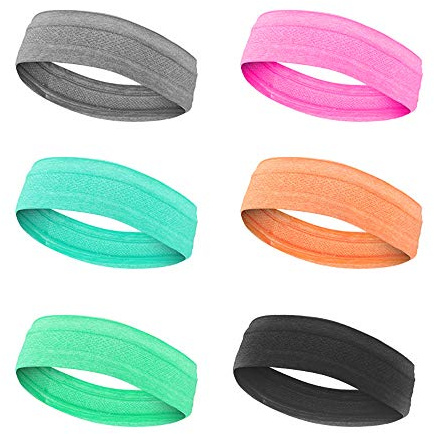 Aumotop Sport-Stirnband, rutschfest, Schweißband, Kopf, Professionelle Feuchtigkeitsaufnahme, rutschfest, Graues Haarband für Frauen, Klettern und Boxen