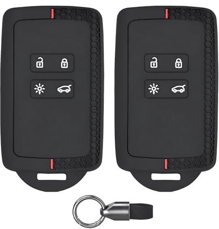 KEORHEZ 2 Stück 4 Tasten Auto Schlüsselhülle Schutzhülle, für Renault Clio Megane Koleos Twingo Kadjar Kangoo Talisman Captur Espace Dacia Duster, mit Schlüsselanhänger