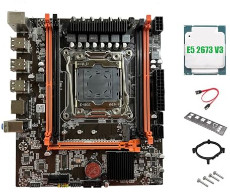 Akfldms Placa Base X99E + CPU E5 2673 V3 de Doble Canal Compatible con 4XDDR4 RECC RAM PCIE X16 NVMe Tarjeta LAN Gigabit Placa Base de Escritorio