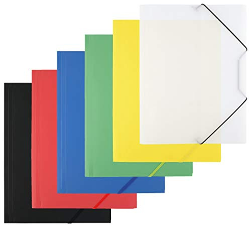 D.RECT gummimapp A4 plast hörnspännare arkivlock 6-pack färgad mix AVR