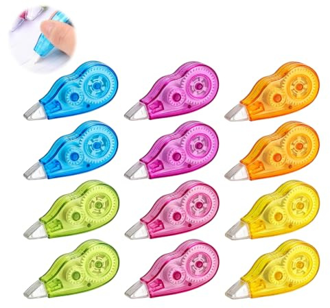 12 Pcs Ruban Correcteur Blanc 4m x 5mm, Correction Mini Pocket Mouse, Rubans Correcteurs Couleurs Variées, Souris Blanco Pour Fournitures Scolaires, Bureau Et Écriture Quotidienne