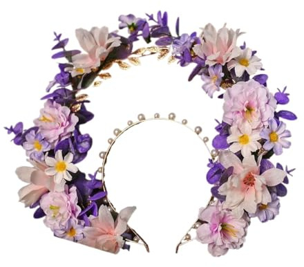 Blomsterhårband för bröllop, Konstgjorda blommor krona pannband urgammal stil hårnål foto rekvisita Flerfärgad