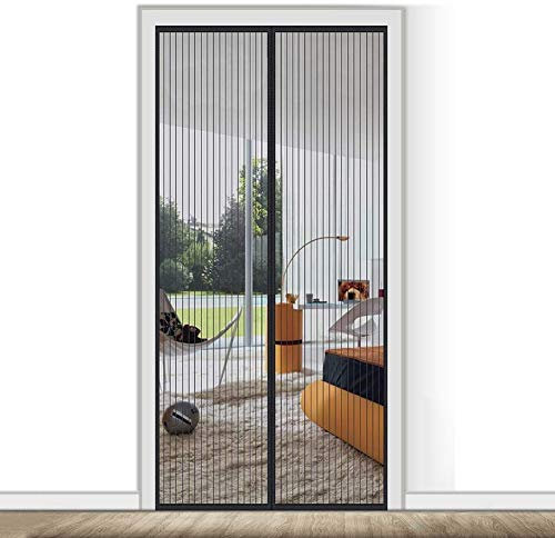 AMCER Zanzariera A Chiusura Automatica 70x240cm, Tenda zanzariera, Anti Zanzare Magnetico Mantiene Stanza Traspirante, per Porte da Balcone, Cantine, terrazze - Nero