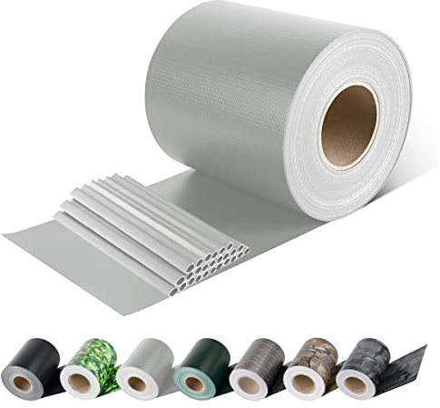 Sekey Frangivista per Recinzione Giardino, Striscia Privacy in PVC per recinto Metallico Doppio Stelo, Anti-UV Anti-Sbiadimento Protezione Antivento, con 26 Clip, 19cm x 35m, Grigio
