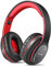 WorWoder Wireless Headphones Over Ear, 80 Hours Playtime Bluetooth Headphones, Hi-Fi Stereo Sound with MIcrophone, Lightweight Headset with Deep Bass for Travel Work PC Cellphone(Black-Red)