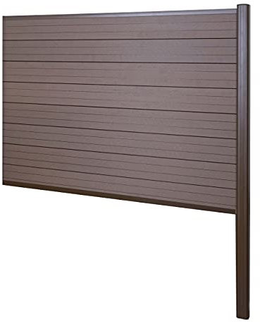 Mendler WPC-Sichtschutz Sarthe, Zaun Windschutz, Alu-Pfosten zum Einbetonieren Erweiterungselement, 185cm - braun
