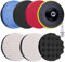 SIQUK 8 Pièces Polissage Pad 125MM Éponge de Polissage Kit de Tampons de Polissage de Voiture Éponge à Polir en Mousse Fixation de Polisseuse avec Adaptateur de Perceuse M14 pour Perceuse