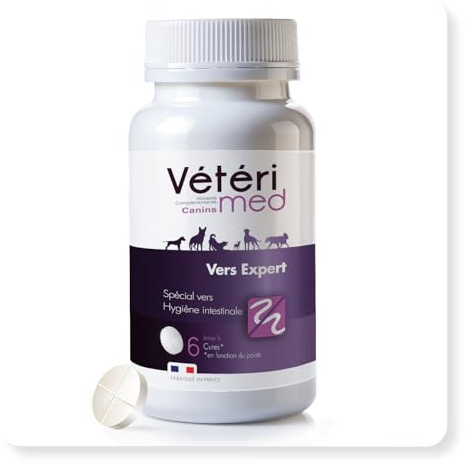 DESPARASITANTE Vétérimed, para Perros, Higiene Intestinal y Bienestar General, Fabricado en Francia, 15 Comprimidos palatables