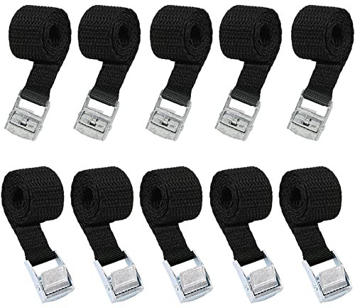 KOSHIFU 10 Stück Spanngurte Kurz 40cm Zurrgurte mit Klemmschloss Befestigungsriemen am Fahrradträger Zurrgurte und Auto Heckträger für Camping Outdoor Schwarz