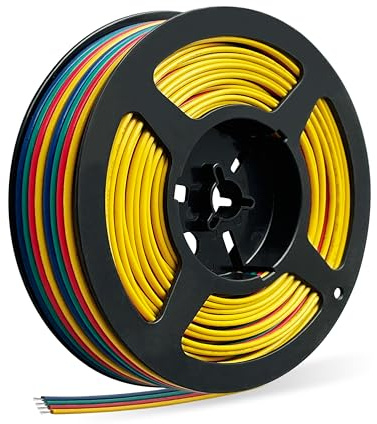 HuLuWa LED Verlängerungskabel, RGB Verlängerungskabel, Strip Extension Kabel- 20AWG 5 Meter 4 Polig 2V DC Elektrokabel 4 Farben für LED Strip RGB5050 /RGB3528 /RGB2835