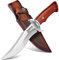 Japaknives Survival Messer Feststehende Klinge, M390 Stahl Full Tang Scharfes Jagdmesser mit Holzgriff, Outdoor Messer mit Lederscheide, Bushcraft Messer Outdoor Geschenk für Männer