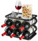 Nuovoware Foldable Wine Rack, Freestanding Hexagon Wine Rack Countertop 6 Bottle 2 Tier, Carbon Steel Wine Racks Holder for Kitchen Bar Pantry Wine Cellar Dining Room Basement Outdoor, Black