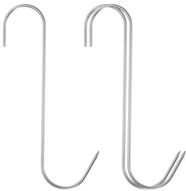 QUARKZMAN 2 piezas de Ganchos para Carne de 7 de Acero Inoxidable 304 Gancho de Carnicero en Forma de S para Colgar Carne para Ahumar Asar Costilla de Ternera BBQ (Carga Máxima 11 Libras)