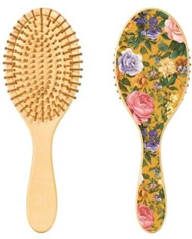 Garden Florals Rose Gold Wooden Hairbrush Paddle Hair Brushes for Women Wood Brush for Hair Brush for Natural Hair