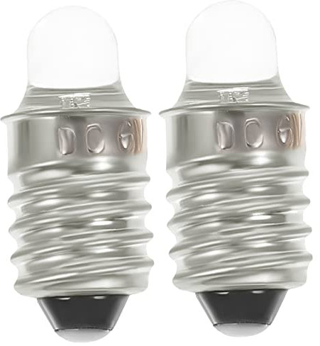 jojofuny 6v Screw Base Led Mini Flashlight Bulbs Round Light Bulbs Replacement for Portable Lights 2pcs for Flashlights and Lamps