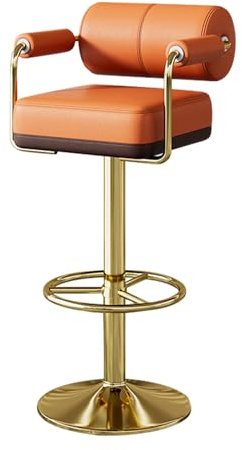 Vigosit Barhocker Set Höhenverstellbar, Barstuhl mit Lehne & Armlehne, 360° Drehbarer Tresenhocker für Küche, Gepolsterter Küchenhocker mit Großer Sitzfläche & Stabiles Metallgestell, Braun(1 Stück)