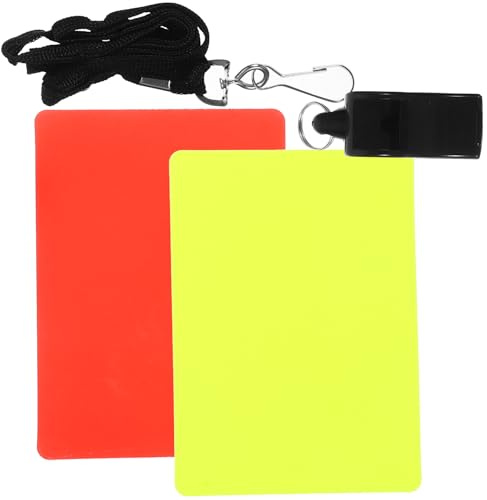 SUPVOX Set Cartons Arbitre Football Portable avec Sifflet Sport Cartes Jaune et Rouge Résistantes pour Matchs Kit Équipement Arbitres Léger