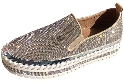 Fritidsskor dam sneakers, damskor svarta platta eleganta, halkfria platåskor tjocka bekväma runda tåområden sommarsandaler andas strandskor promenadskor, silver, 39 EU