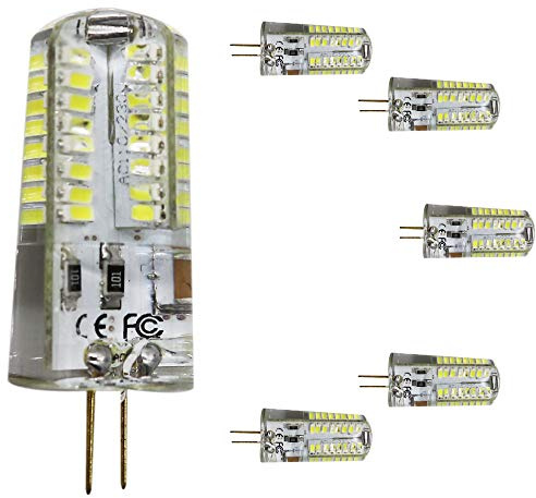 Mengjay Lot de 5 ampoules LED G4 5 W - AC 220-240 V - 320 lm - Blanc froid 6000 K - 64 LED SMD 3014 - Angle d'éclairage 360° - Gel de silice - Lampes décoratives