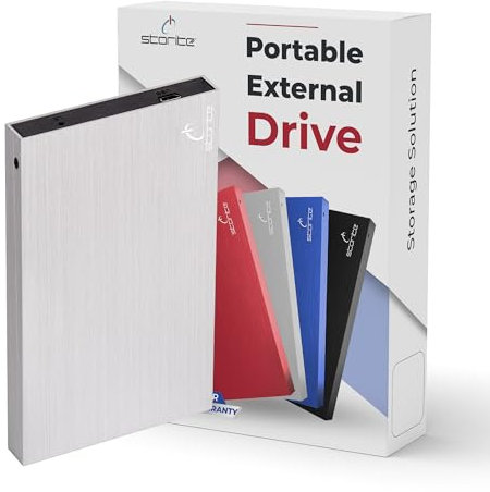 Storite 2,5 Zoll Ultra Slim tragbare Externe Festplatte USB 2.0 mit 1 TB Speichererweiterung HDD Backup-Speicher Schnelle Datenübertragung Festplatte kompatibel mit MAC/Laptop/Desktop (Silber)
