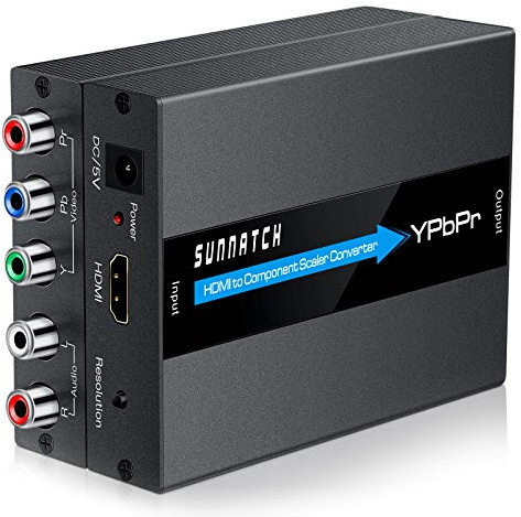 SUNNATCH HDMI to Component Converter with Scaler Function, 1080P HDMI to RGB YPbPr 5RCA Converter, HDTV in Component YPbPr Out Adapter(Aluminum)