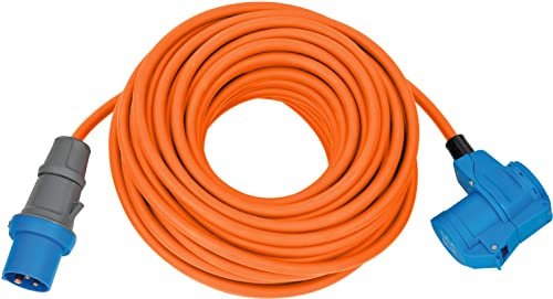 Brennenstuhl Camping CEE-Verlängerungskabel mit CEE-Stecker und Winkelkupplung inkl. Schutzkontakt-Kombisteckdose (25m Kabel in orange, 230V/16A, Einsatz im Außenbereich, Made in Germany)