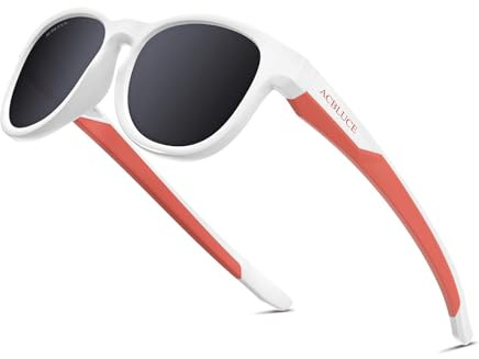 ACBLUCE Kids Sunglasses for Boys Girls Polarized Sport Baseball Running Cycling Beach Children UV Protection Flexible White Glasses