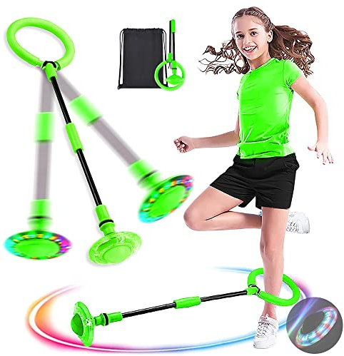 Swing Wheel mit Lichtrad,Kinder Blinkender Springring,Kinder Blinkender Springring Fußkreisel,Springender Ball Blinkender,Faltbarer Flash Jumping Ball,Blinkender Sprungball