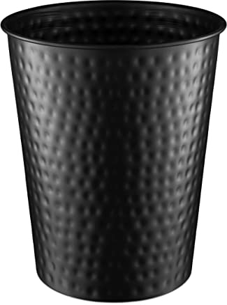 Monarch Abode Metal Bathroom Trash Can – Waste Basket for Bedroom, Office Desk, & Dorm, Hand Hammered, Durable Decorative Black Small Trash Can Bathroom Garbage Bin Wastebasket